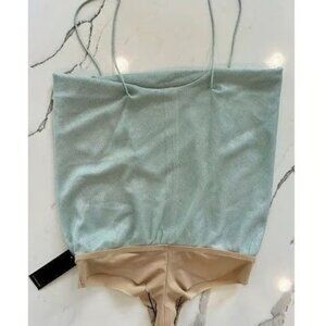 Dean Metallic Bodysuit in Light Green Size XS